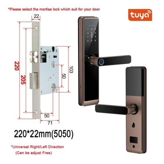 Biometric Fingerprint Door Lock DB20 Black Smart Lock Tuya App Remote ...