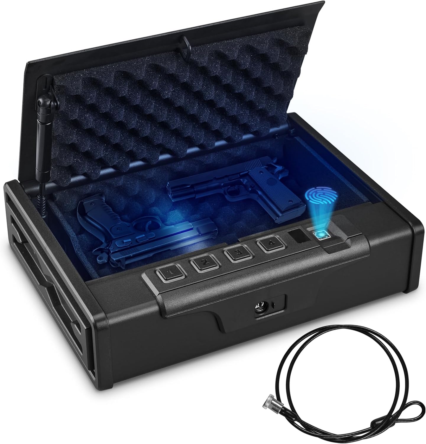 Biometric Fingerprint Gun Safe, Three Ways Quick Access Gun Lock Box for Pistols with Keys, Key
