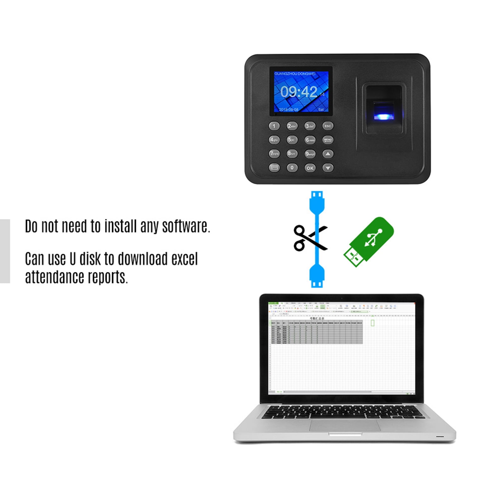 A6 Fingerprint Attendance Machine - MultiLanguage Biometric Time Clock For Office & Factory Use