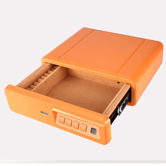 Biometric Fingerprint Safe  Slide-away For Leather Wrapped Storage Drawer Home And Vehicle- Blue