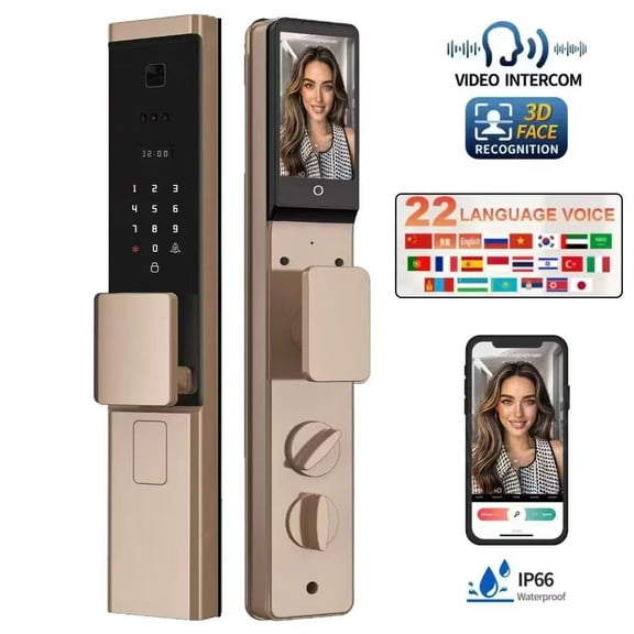 Biometric Fingerprint Smart Lock, Tuya Intercom Remote Digital Security Lock for Outdoor Street Doors