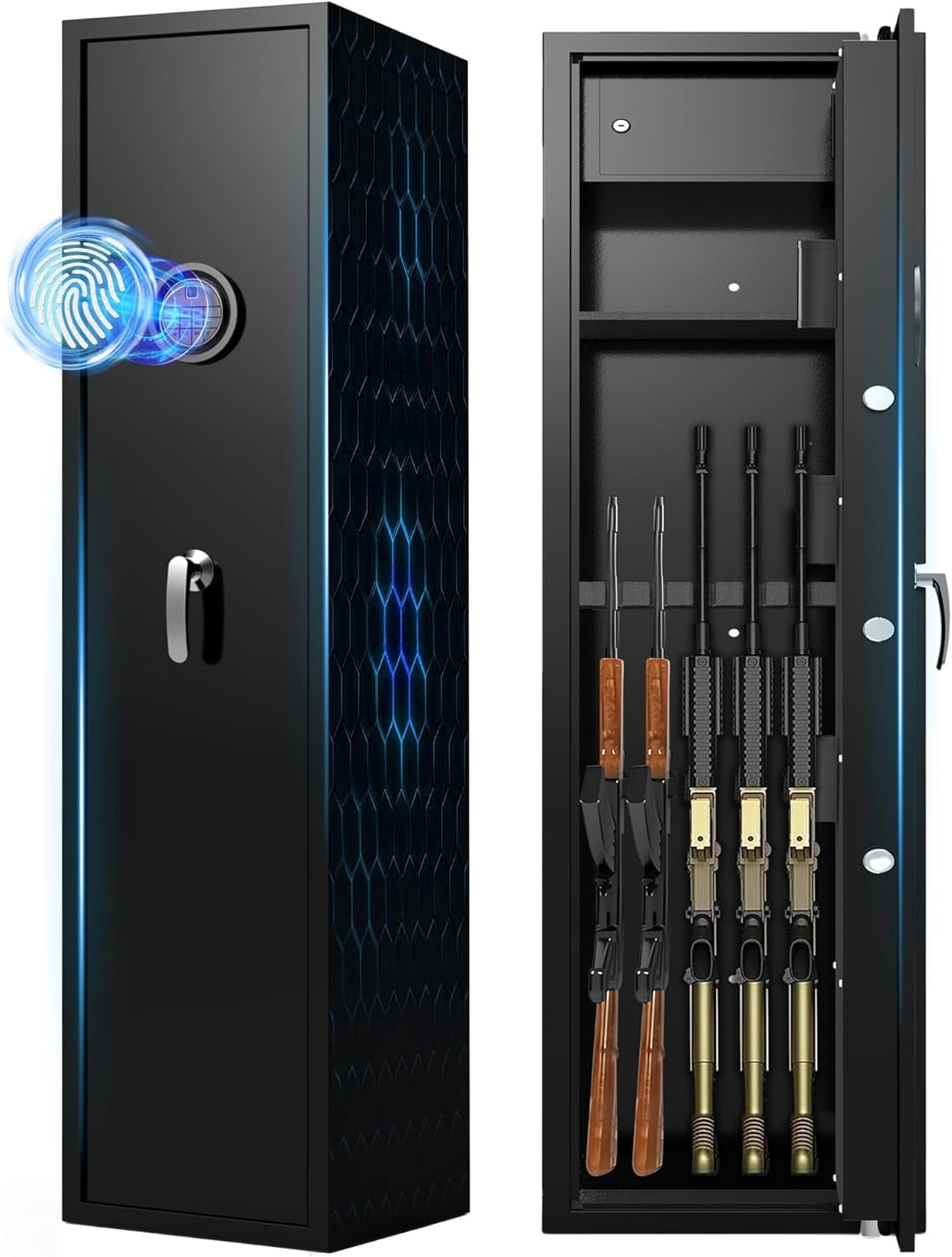 Biometric Gun Safe, 5-7 Quick Access Rifle Safe with Inner Lock Box ...