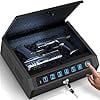 Biometric Gun Safe for Handgun,Drop Slot Compatible for 2-3 Pistols | Fingerprint Pistol Safe, Fits 2-3 Handguns, Quick Access, LED Light, Stealth Mode, Security Cable, Portable Lock Box