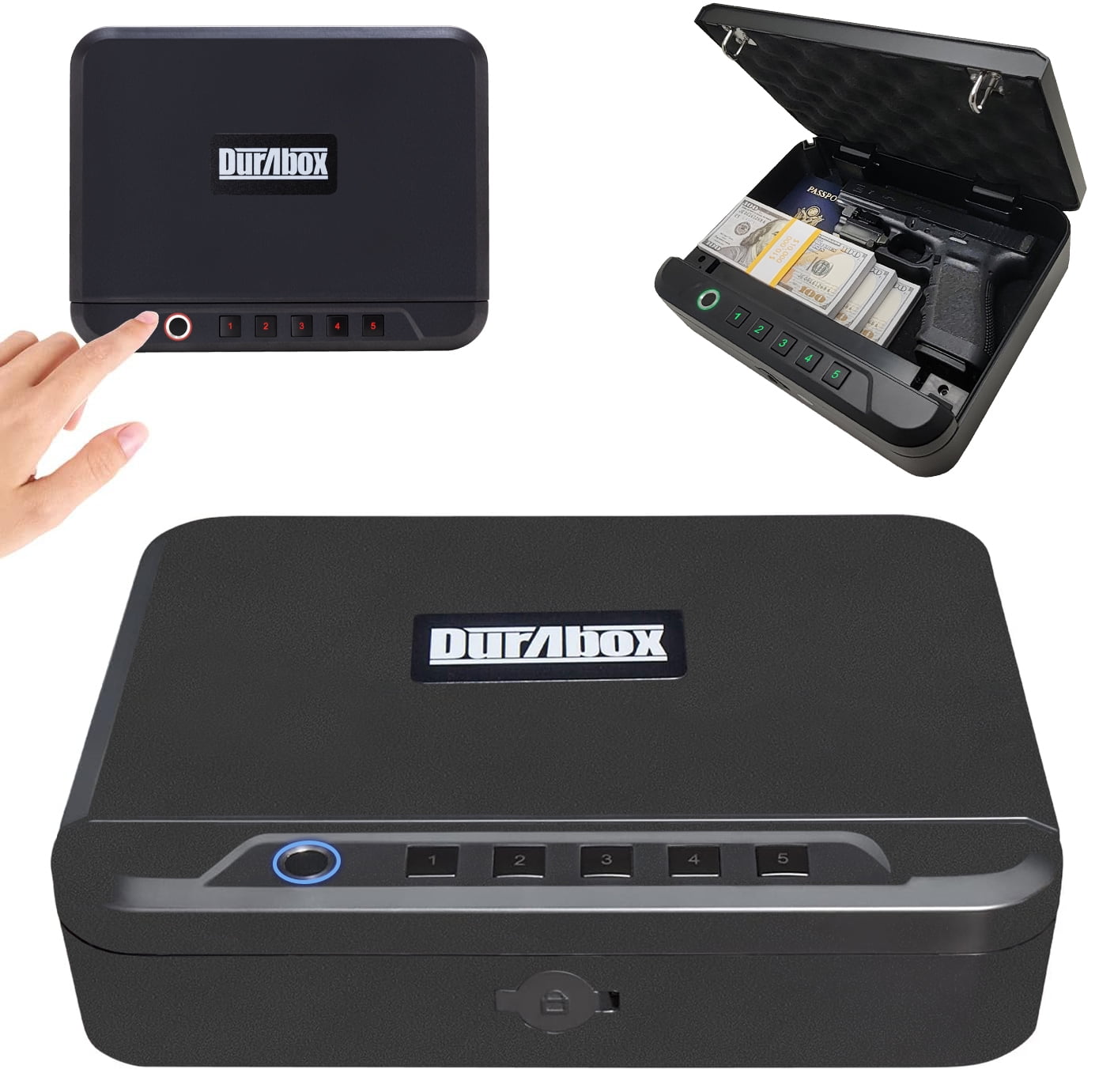 Biometric Gun Safe for Handgun Quick Access Pistol Gun Safe with Fingerprint Reader, PIN