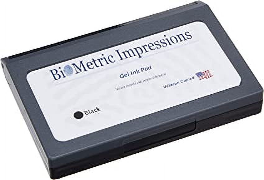 Biometric Impressions Black Ink Pad, Professional Latent Prints Inkpad for Thumbprint, FBI Fingerprint Cards, Notary, Background, Security, Law