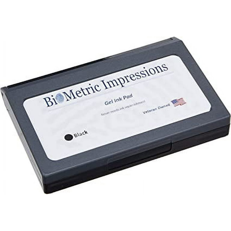 Biometric Impressions Black Ink Pad, Professional Latent Prints Inkpad for  Thumbprint, FBI Fingerprint Cards, Notary, Background, Security, Law  Enforcement 