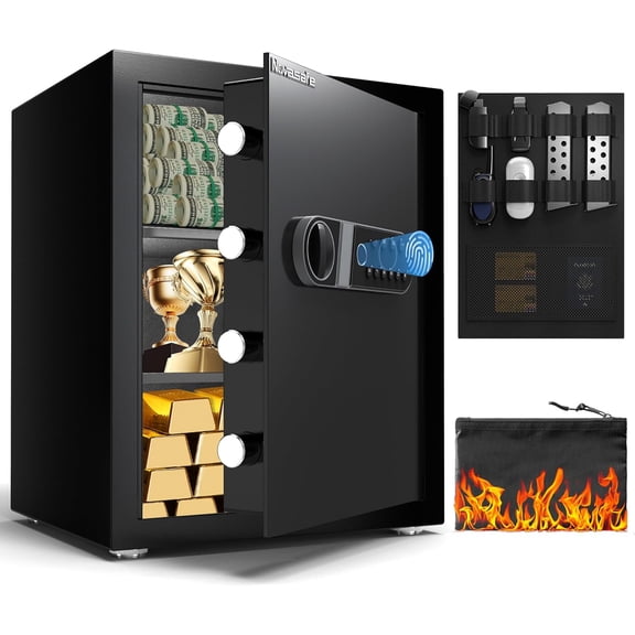 Biometric Safe, 2.0 Cu ft Fingerprint  Safe Box with Fireproof  Bag & Key,   Safe for , , Valuables, Digital  Keypad, Dual  System