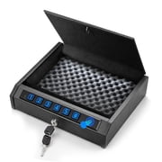 Biometric Safe with Fingerprint Scanner and Digital Keypad, Portable Security Lock Box for Valuables Documents Cash, Black