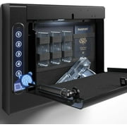 Biometric Wall Safe with Gas Strut for Quick Access, Hidden Storage for Full-Size, LED Light, Silent Mode, and Backlit Digital Keypad