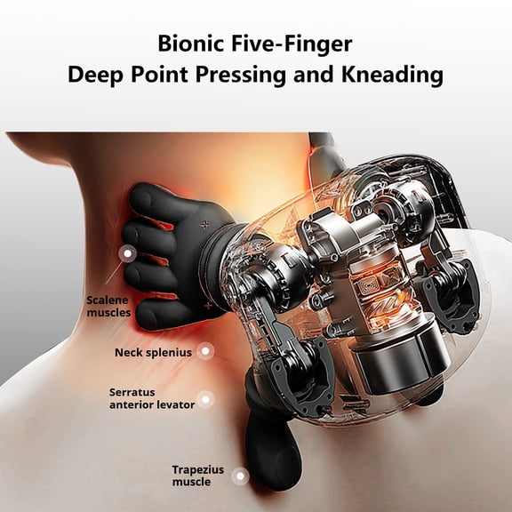 Biomimetic Heating Wireless Portable Finger Pressure Neck And Back Deep Tissue 4D Kneading And Massage Simulating Human Hands