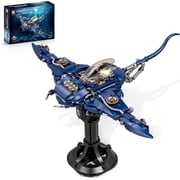 Biomimetic Manta Sculpture Building Set - 689pcs Articulated Marine Automaton with Kinetic Display Base, Industrial Design Collectible, Deep Sea Mechanica Home Office Decor