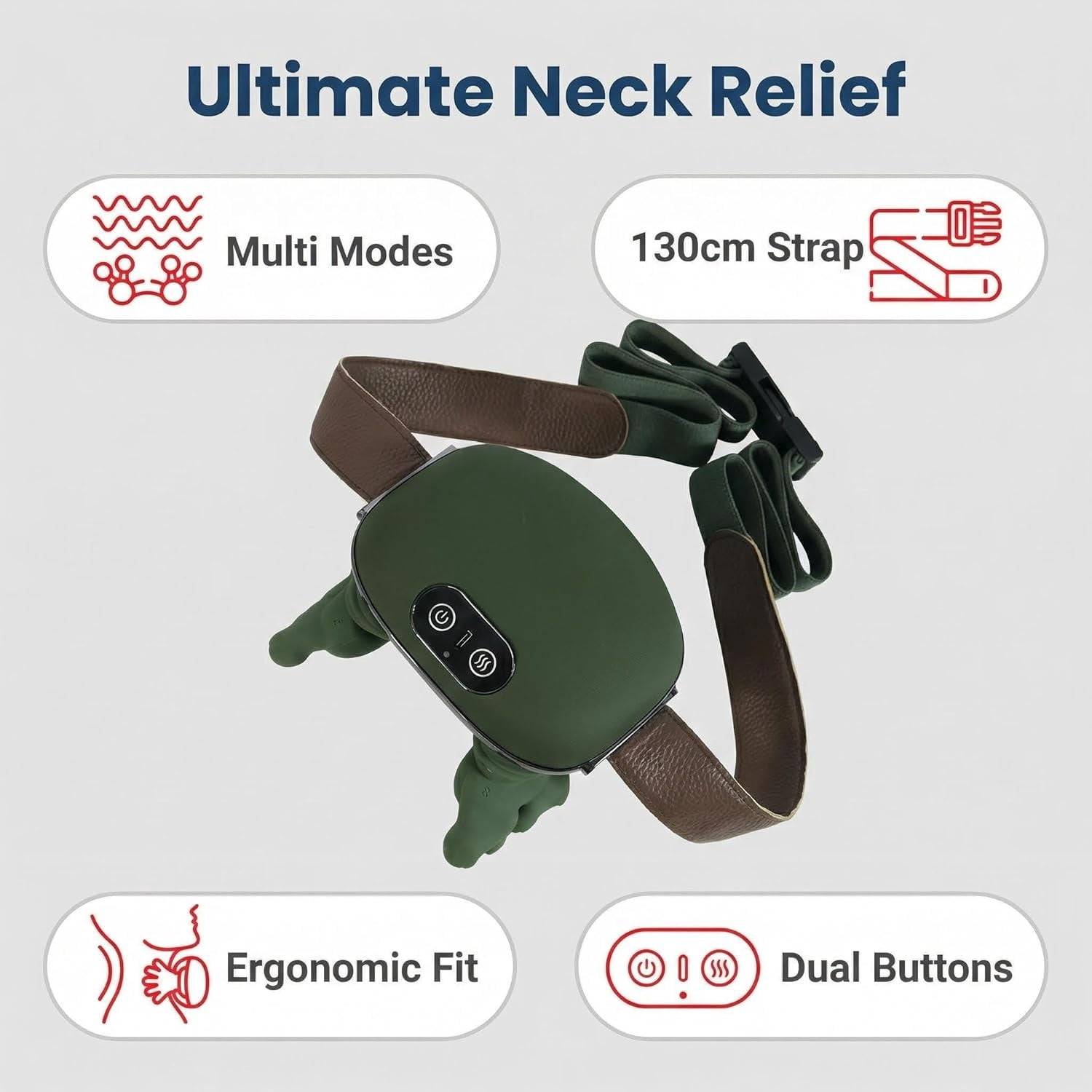 Biomimetic Neck and Shoulder Thermal Massager with 4D Deep Kneading and Heat Therapy for Muscle Pain Relief - Portable Electric Back Massager Gift for Men Women (Green)