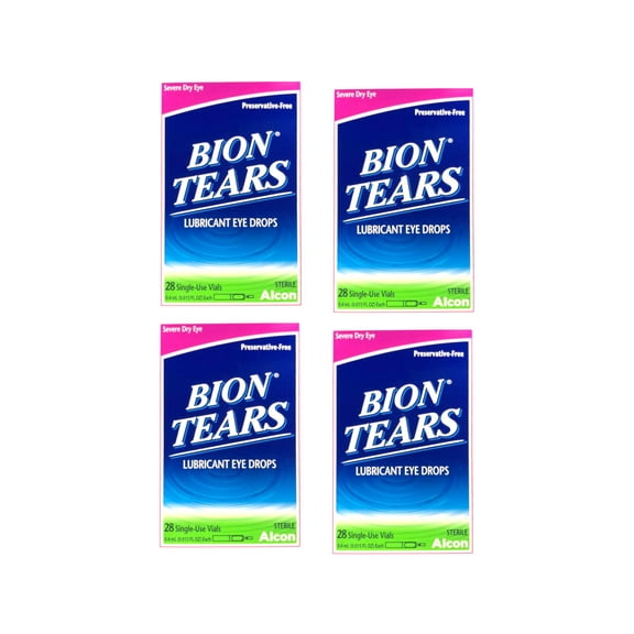 Bion Tears Lubricant Drops Dry Eye, No Preservative Sterile, 28 ct, 4-Pack