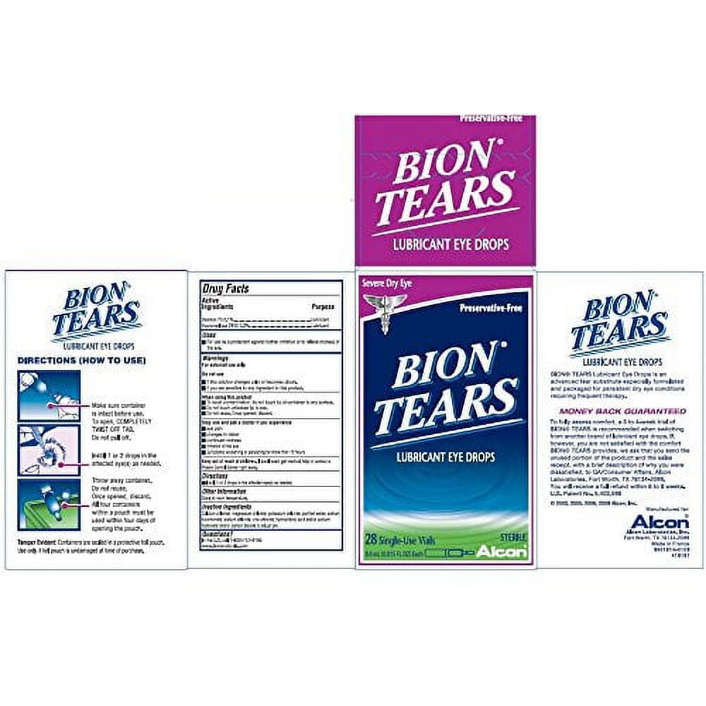 Bion Tears Lubricant Eye Drops Single Use Vials 28 Each (Pack of 5
