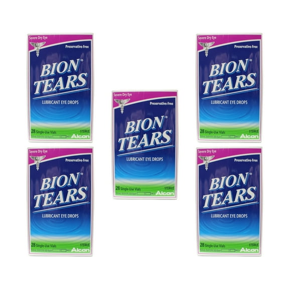 Bion Tears Lubricant Eye Drops Single Use Vials - 28 ct, Pack of 5
