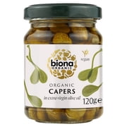 Biona Organic Capers in Extra Virgin Olive Oil 120g, British Import Pack of 2