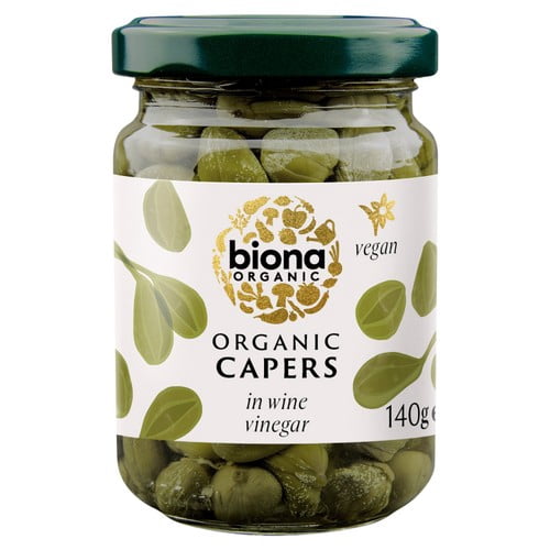 Biona Organic Capers in Wine Vinegar 140g, British Import (Pack of 3)