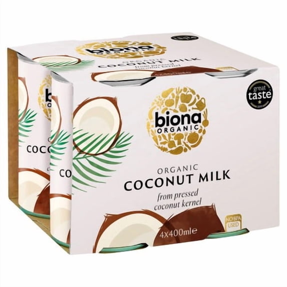 Biona Organic Coconut Milk 4 x 400ml, British Import (Pack of 2)