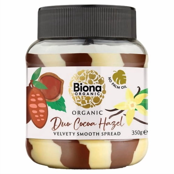 Biona Organic Duo Chocolate Hazelnut Spread 350g, British Import (Pack of 2)