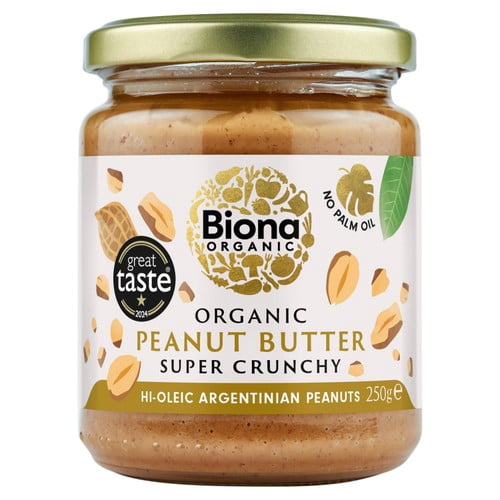Biona Organic Hi Oleic Super Crunchy Peanut Butter 250g, British Import (Pack of 2)