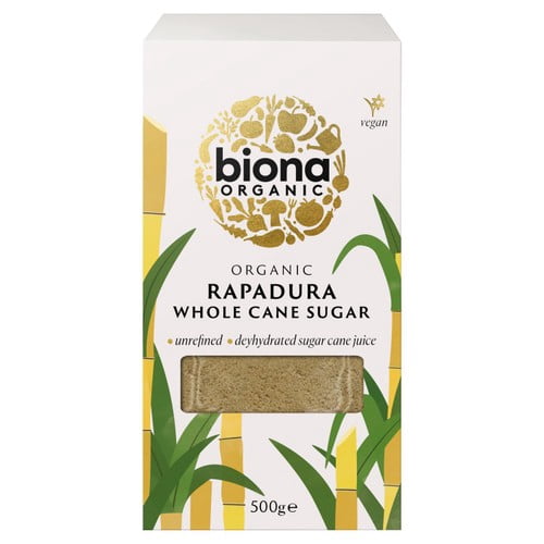 Biona Organic Rapadura Whole Cane Sugar 500g, British Import (Pack of 2)