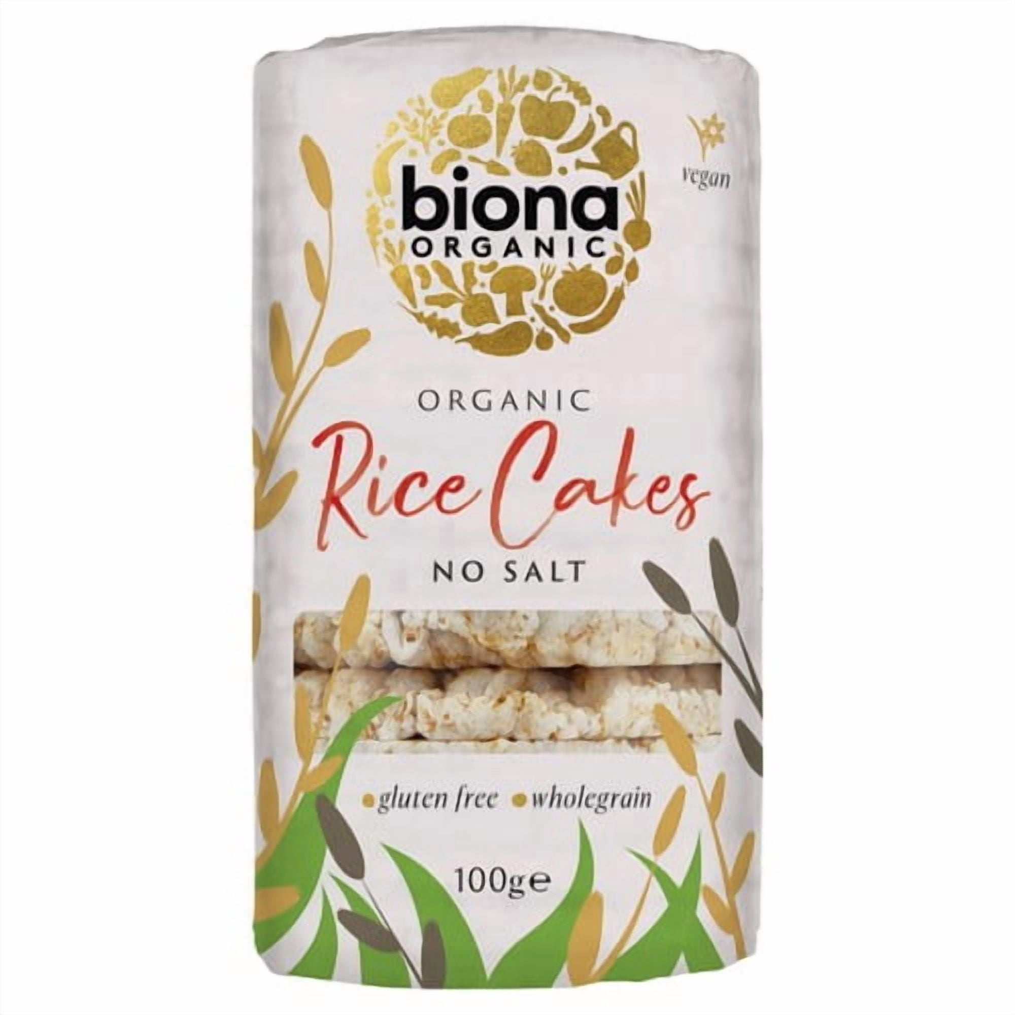 Biona Organic Rice Cakes No Salt 100g, British Import (Pack of 6)