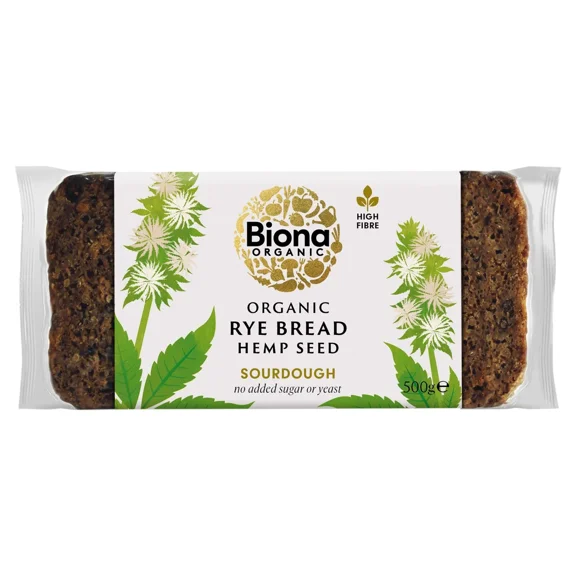 Biona Organic Rye Bread With Hemp Seed -500g - British Wholefood Brand