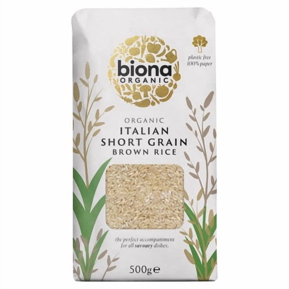 Biona Organic Short Grain Italian Brown Rice 500g, British Import (Pack of 3)