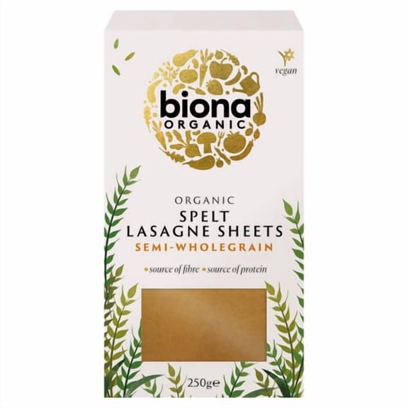 Biona Organic Spelt Semi-Wholegrain Lasagne Pasta Sheets 250g, British Import (Pack of 3)