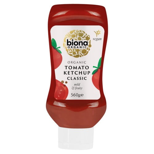 Biona Organic Tomato Ketchup Squeezy Bottle 560g, British Import (Pack of 2)