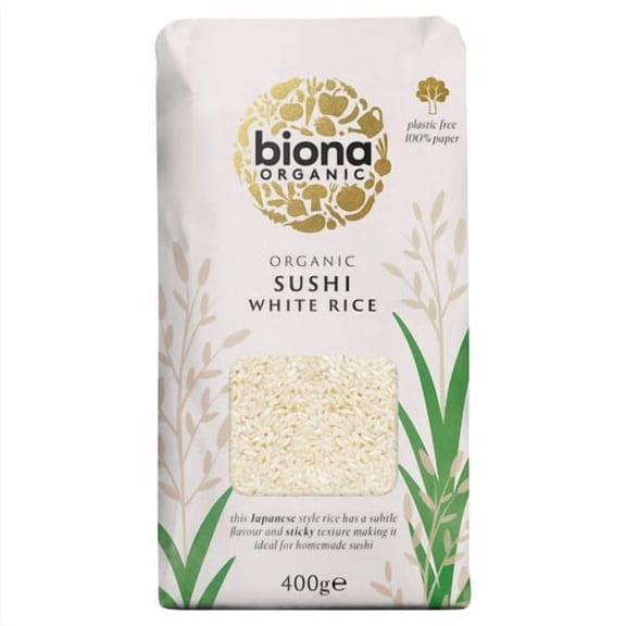 Biona Organic White Sushi Rice 400g, British Import (Pack of 3)