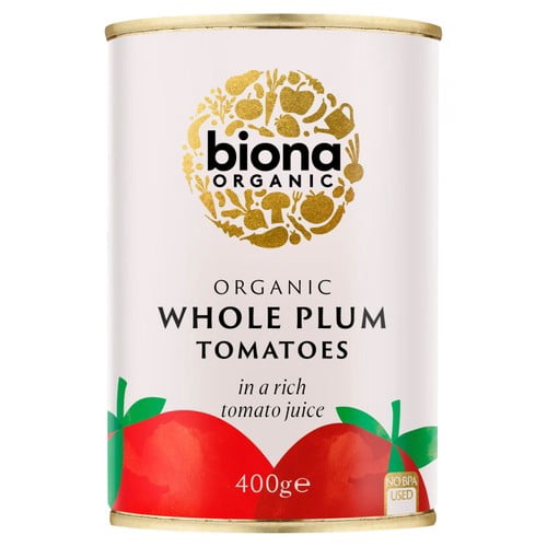 Biona Organic Whole Plum Peeled Tomatoes 400g, British Import (Pack of 3)