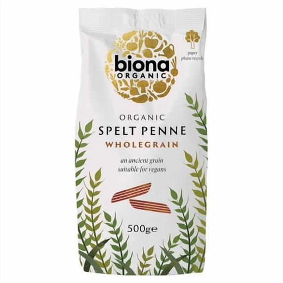 Biona Organic Wholegrain Spelt Penne Pasta 500g, British Import (Pack of 3)