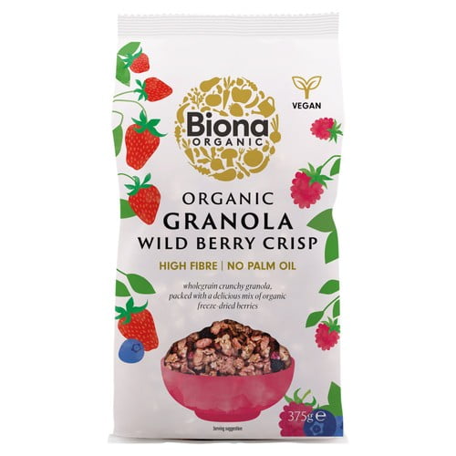 Biona Organic Wild Berry Crispy Granola 375g, British Import (Pack of 3)