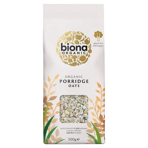 Biona Porridge Oats Organic 500g, British Import (Pack of 3)