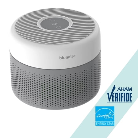 Bionaire True HEPA Air Purifier for Small Rooms Up to 345 sq. ft with 3-Speed, 360° Air Intake, Digital Controls and Removes 99.97% of Airborne Particles - White