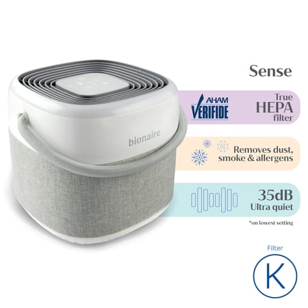 Bionaire True HEPA Sense Air Purifier for Rooms Up to 413 sq. ft with 4-in-1 Filtration & Aromatherapy, Sunrise Wake-Up Light and Red Light Sleep Support - White
