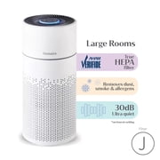 Bionaire XL 360° True HEPA Air Purifier for Large Rooms Up to 1350 sq. ft with Air Quality Sensor & Auto Mode, 4-Stage Filtration and Removes 99.97% of Pollutants - White