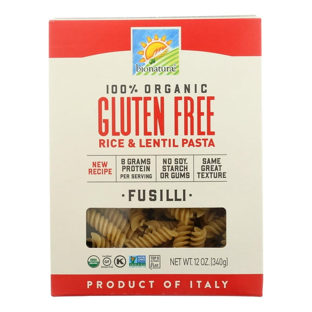 Bionaturae - Pasta 100% Organic Fusilli Gluten Free - CS of 12-12 OZ