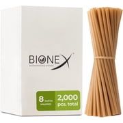 Bionex Biodegradable 8-Inch Unwrapped Sugarcane Drinking Straws, Disposable Plastic and Paper Straw Alternative, 2,000 Count