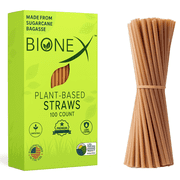 Bionex 8 Sugarcane Drink Straws – Biodegradable, Compostable, Unwrapped, Made in USA – 100 ct. Eco Friendly Alternative to Plastic Straw (Pack of 1, 100 Count per Pack)