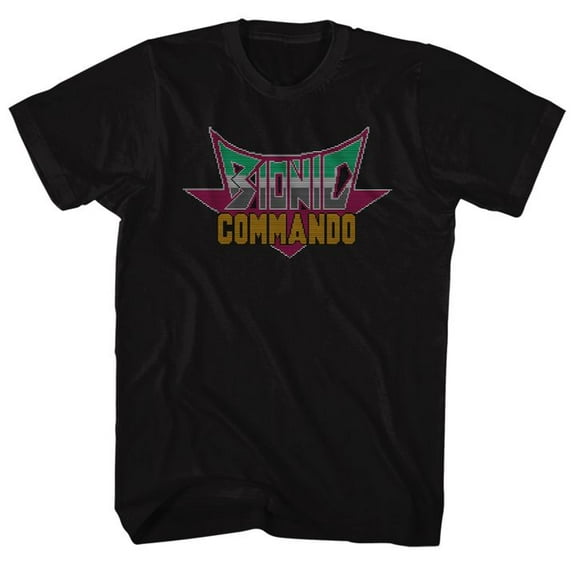 Bionic Commando Pixel Logo Black Adult T-Shirt 3Xlt