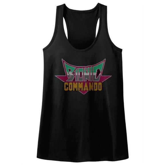 Bionic Commando Arcade Video Game Mechanical Robot Pixel Logo Women Tank Top Tee