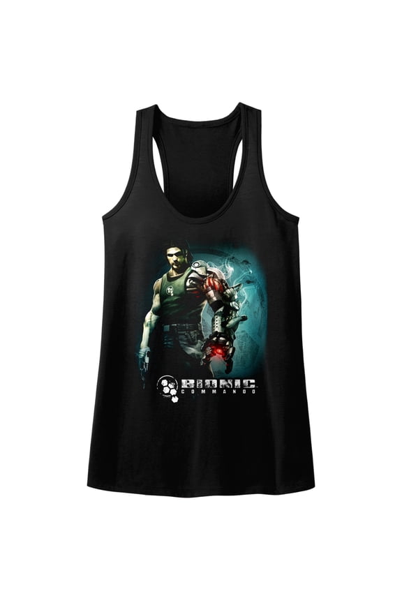Bionic Commando Arcade Video Game Mechanical Robot Steam Arm Womens Tank Top Tee