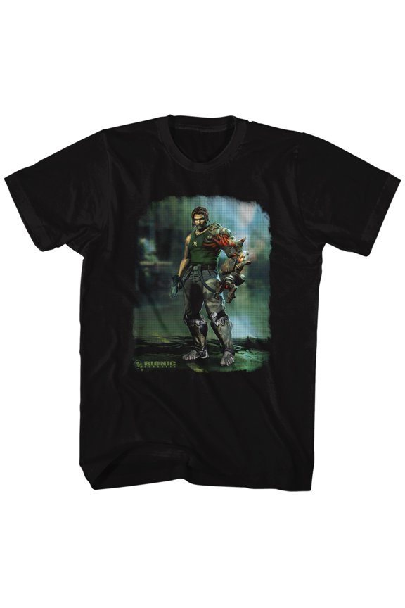 Bionic Commando Damaged Road Black Adult T-Shirt
