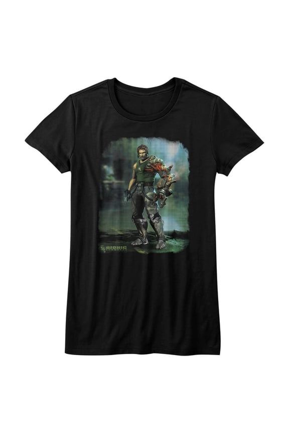 Bionic Commando Damaged Road Black Junior Women's T-Shirt