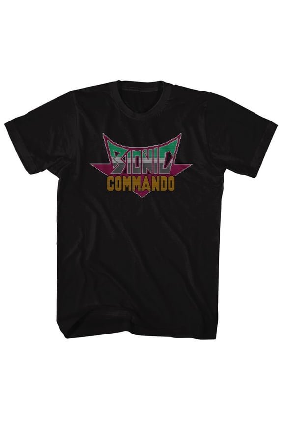 Bionic Commando Pixel Logo Black Adult T-Shirt