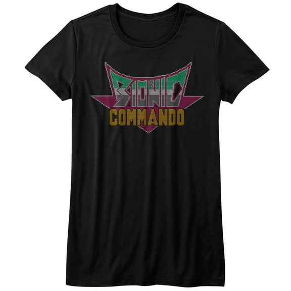 Bionic Commando Pixel Logo Black Junior Women's T-Shirt
