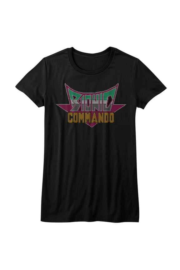Bionic Commando Pixel Logo Black Junior Women's T-Shirt