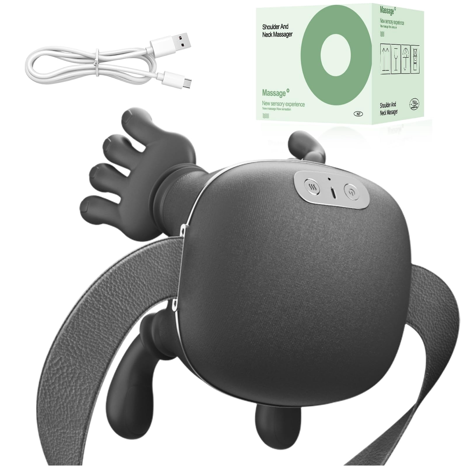 Bionic Finger Deep Tissue Neck Massager for Pain Relief – Cordless Portable Shiatsu Shoulder Massager with Heat & Compression for Home Office Car Travel